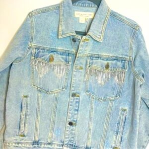 Saltwater Luxe Crystal Fringe Denim Jacket